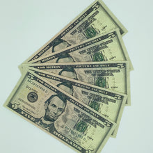 Cargar imagen en el visor de la galería, 100 Pcs $5 Prop Movie Money-Double Sided Looks Real Full Printed Stack
