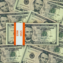 Cargar imagen en el visor de la galería, prop money 5 dollars bills realistic
