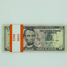 Cargar imagen en el visor de la galería, 300 Pcs $5 Prop Movie Money-Double Sided Looks Real Full Printed Stack
