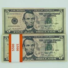 Cargar imagen en el visor de la galería, 100 Pcs $5 Prop Movie Money-Double Sided Looks Real Full Printed Stack
