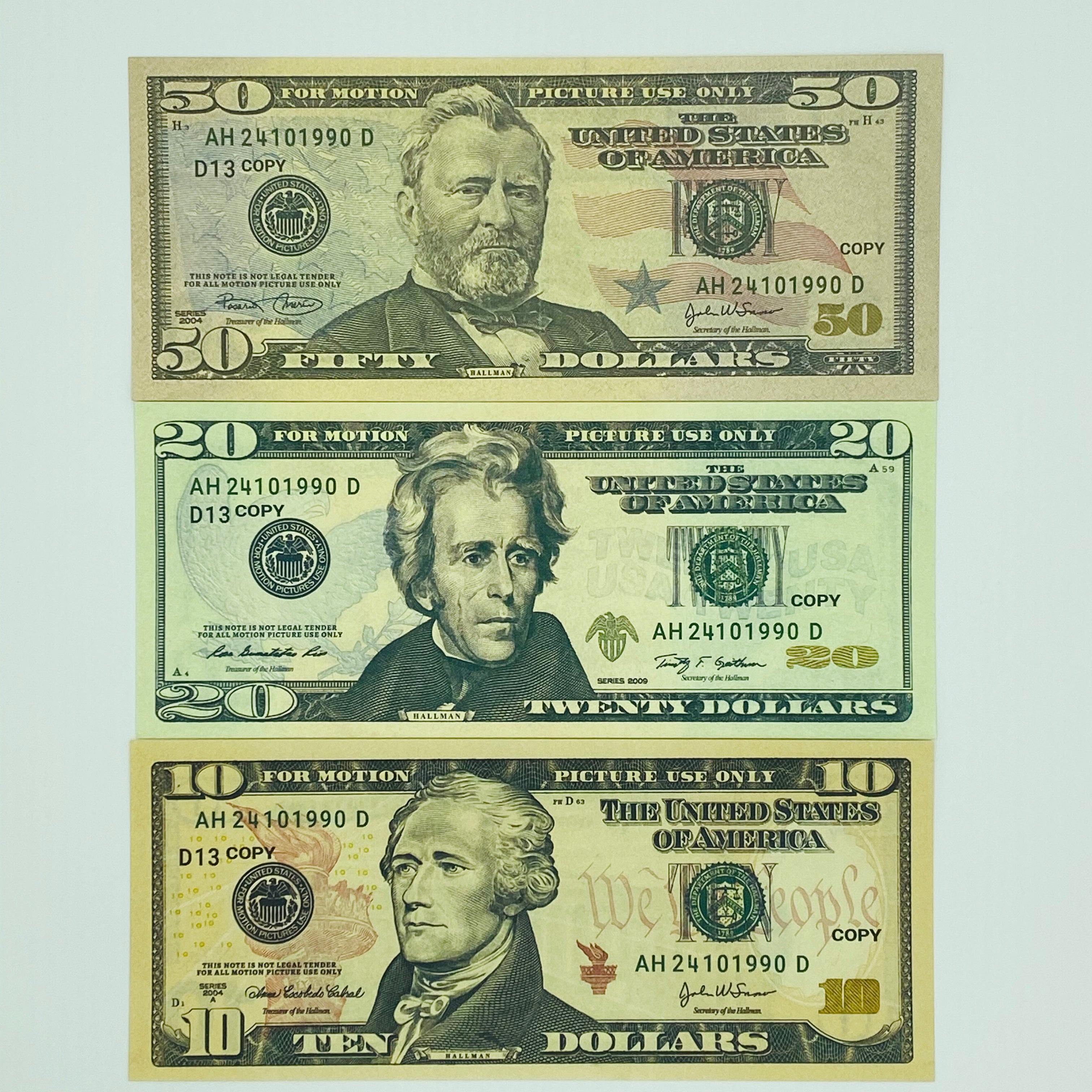 Mix 3 Type 100 Pcs Prop Money-Double Sided Full Print Play Dollar $50 ...