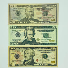 Load image into Gallery viewer, Mix 3 Type 300 Pcs Prop Money-Double Sided Full Print Play Dollar $50,$20,$10
