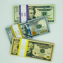 Cargar imagen en el visor de la galería, 100 Pcs Mix 3 Type Prop Money-Double Sided Full Print Fake Dollar $100,$20,$10
