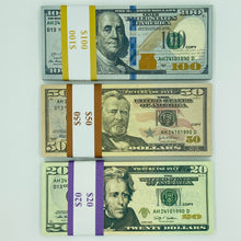 Load image into Gallery viewer, 400 Pcs Mix Prop Money Double Sided Full Print  Dollar Play Game Stack $100,$50,$20
