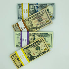 Load image into Gallery viewer, 4 Type Mix Prop Money-Double Sided Full Print fake Dollar 300 Pcs $100,$50,$20,$10
