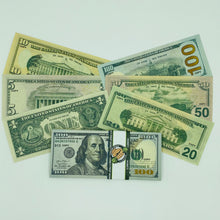 Load image into Gallery viewer, Realistic Prop Money, Double Sided Full Print Play Game Dollar 200 Pcs 6 Type Mix
