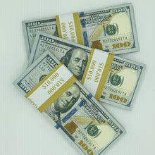 Cargar imagen en el visor de la galería, 200 Pcs $100 Prop Movie Money Replica Double Sided Looks Real Full Printed
