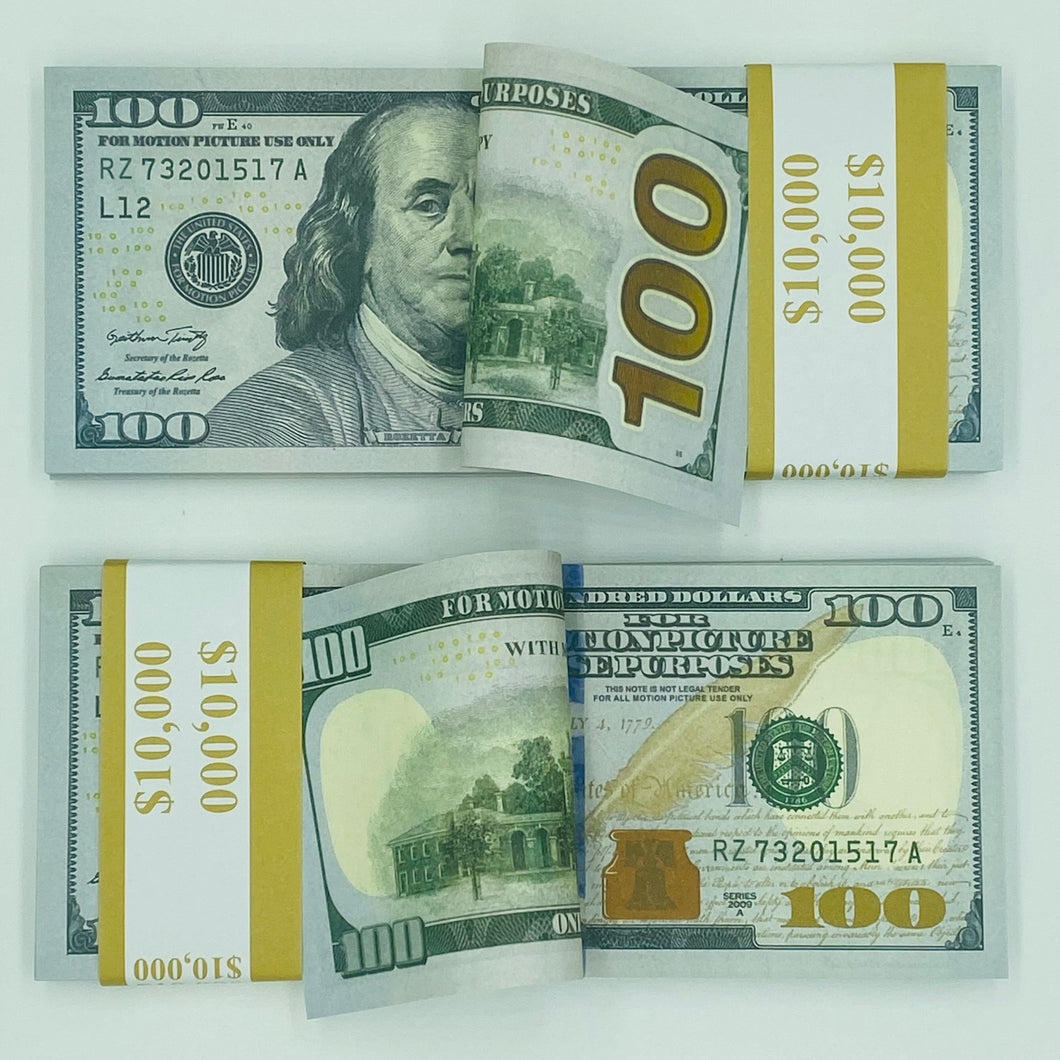 Realistic Prop Money Double Sided Looks Real Full Printed 100 Pcs $100