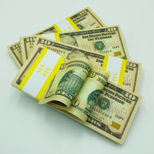 Cargar imagen en el visor de la galería, 100 Pieces 10 Dollar Replica Prop Movie Money Double Sided Full Printed Stack
