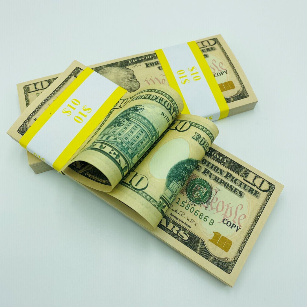 200 Pcs $10 Replica Prop Money Double Sided Full Printed Stack