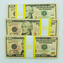 Cargar imagen en el visor de la galería, 100 Pieces 10 Dollar Replica Prop Movie Money Double Sided Full Printed Stack
