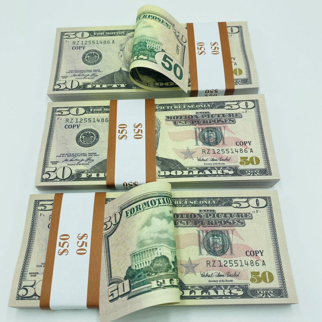 10.000 Dollar  $50 US realistic Prop Money Double Sided Full Printed