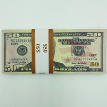 Cargar imagen en el visor de la galería, 100 Pcs 50 US Dollar Replica Prop Money Double Sided Full Printed
