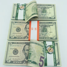 Cargar imagen en el visor de la galería, 200 Pcs $5 Prop Movie Money-Double Sided Looks Real Full Printed Stack
