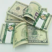 Cargar imagen en el visor de la galería, 200 Pcs $5 Prop Movie Money-Double Sided Looks Real Full Printed Stack
