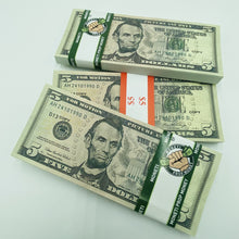 Cargar imagen en el visor de la galería, 400 Pcs $5 Prop Movie Money-Double Sided Looks Real Full Printed Stack
