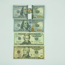 Cargar imagen en el visor de la galería, 100 Pcs Mix 3 Type Prop Money-Double Sided Full Print Fake Dollar $100,$20,$10
